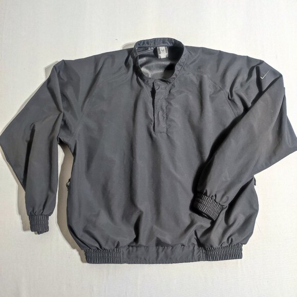 Vintage Y2K black label Nike Golf Jacket men's size M black snap button neck - Picture 1 of 13